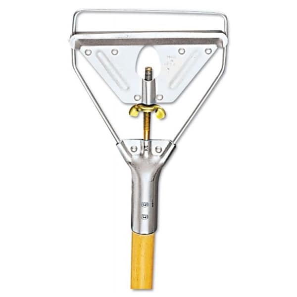 Pinpoint 1.12 x 63 in. Screw Clamp Metal Head Wooden MOP Handle - Natural PI2659288 - main